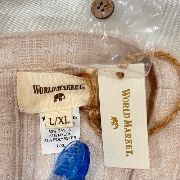 World Market Pointelle Knit Jumpsuit Cardigan Set Ivory Large XL Boho Lagenlook - Picture 14 of 16